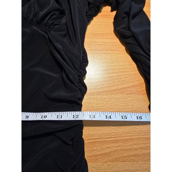 Norma Kamali Dress Sz L/40 Tara Midi Ruched Off Shoulder Black Elegant Cocktail - Picture 5 of 13